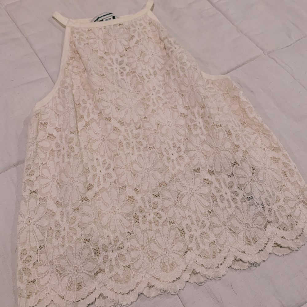 White Flower Detailed Halter Top